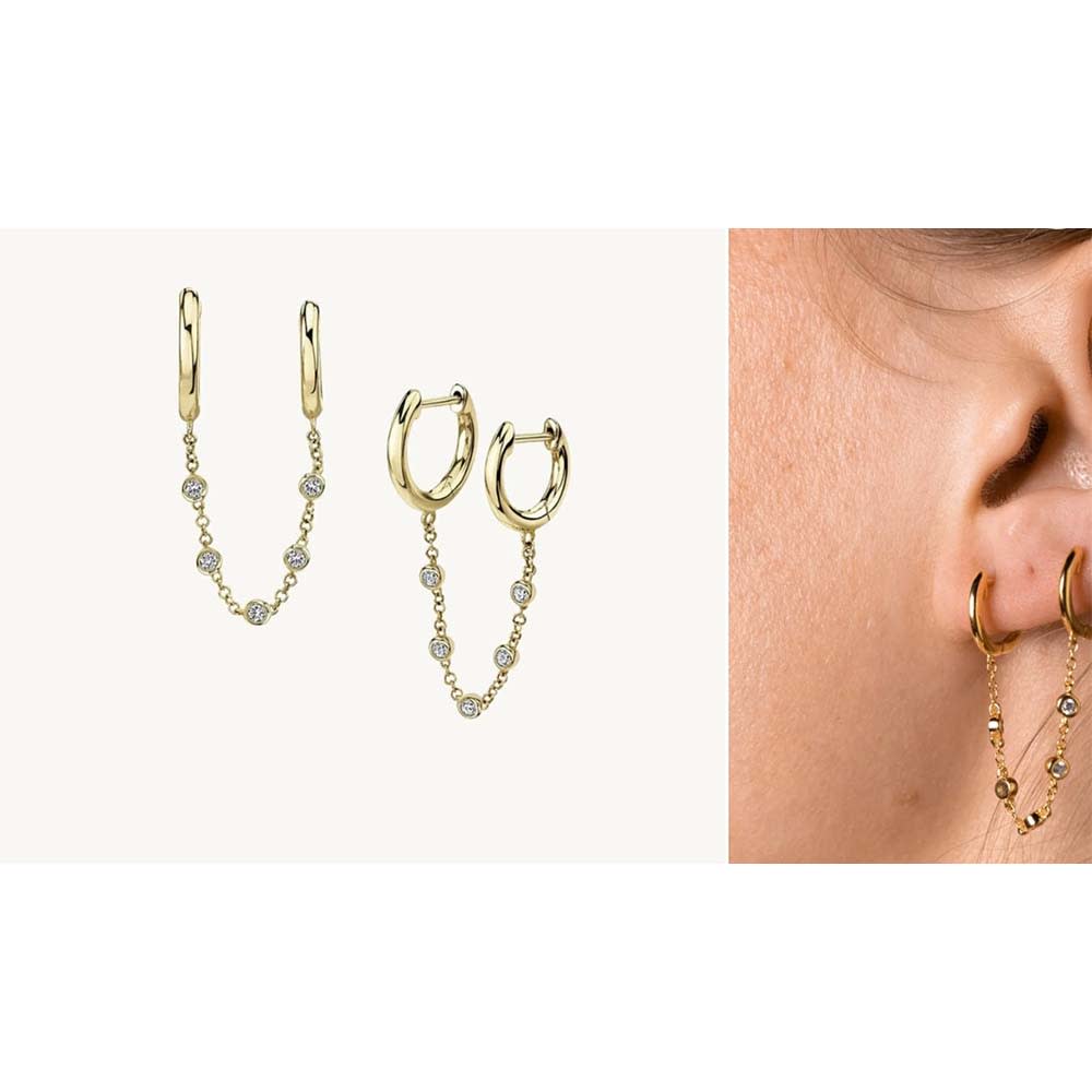 Two piercing earrings and natural diamonds