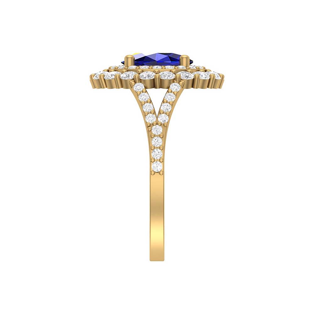 Classic Natural sapphire and natural diamond ring