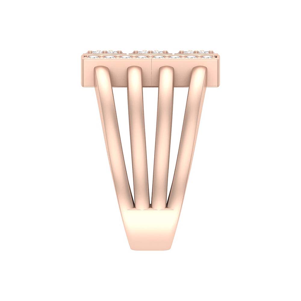 Four row Solid Gold ring and Natural Diamonds