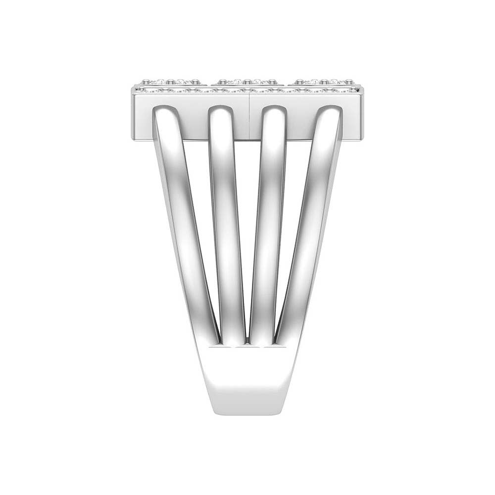 Four row Solid Gold ring and Natural Diamonds