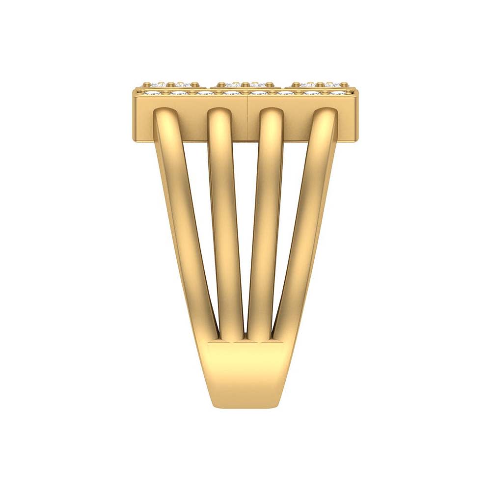 Four row Solid Gold ring and Natural Diamonds