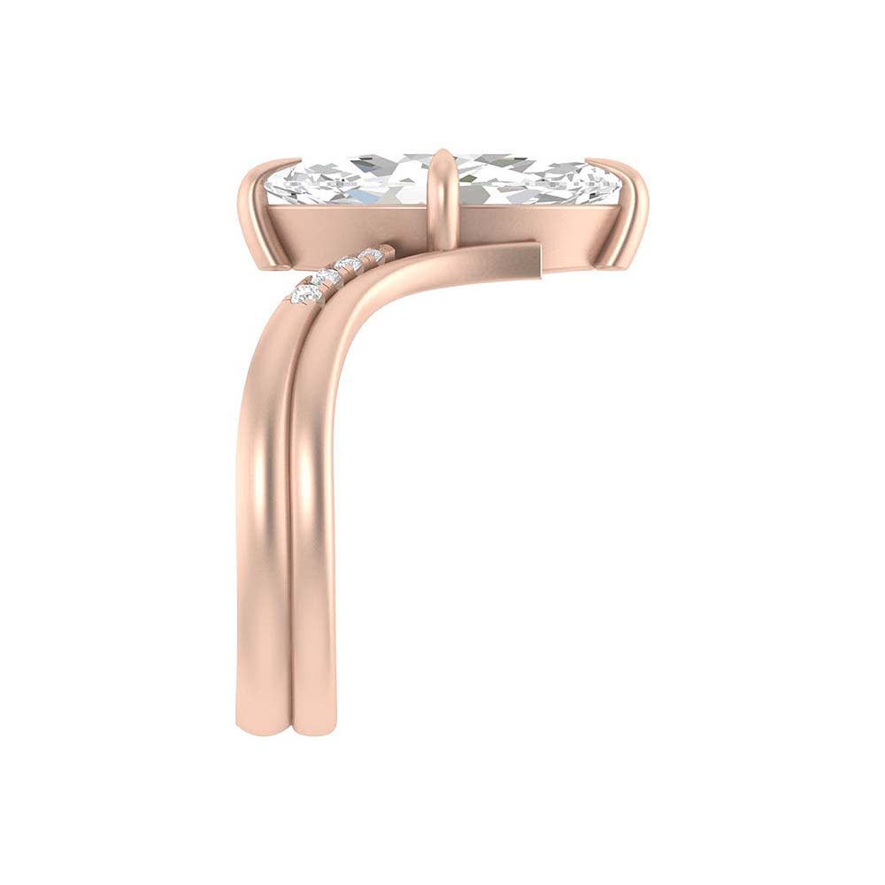 Double band V with Lab Marquise cut Engagement ring