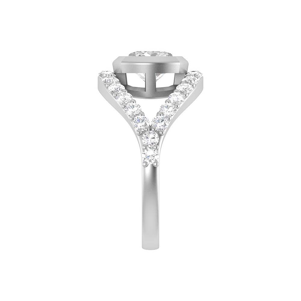 Floating cushion cut ring