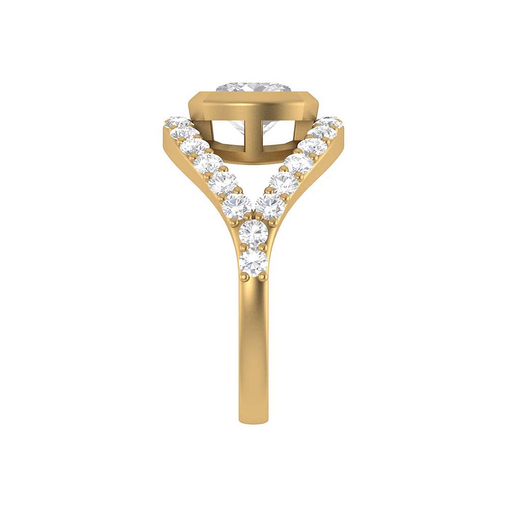 Floating cushion cut ring