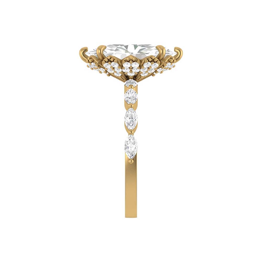 Royal design Lab Moval cut 3 and half ct with marquise cut shoulders