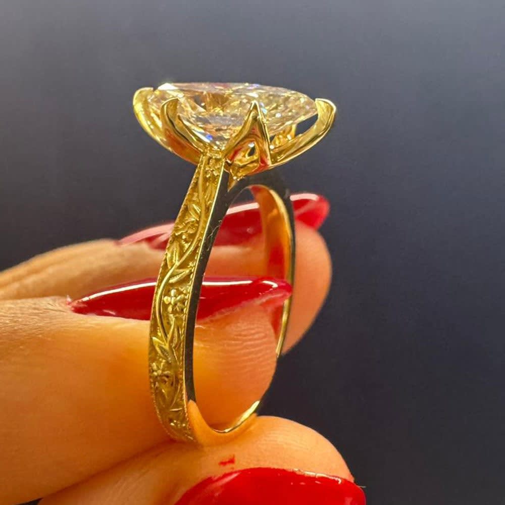 Marquise diamond set in vintage engagement ring