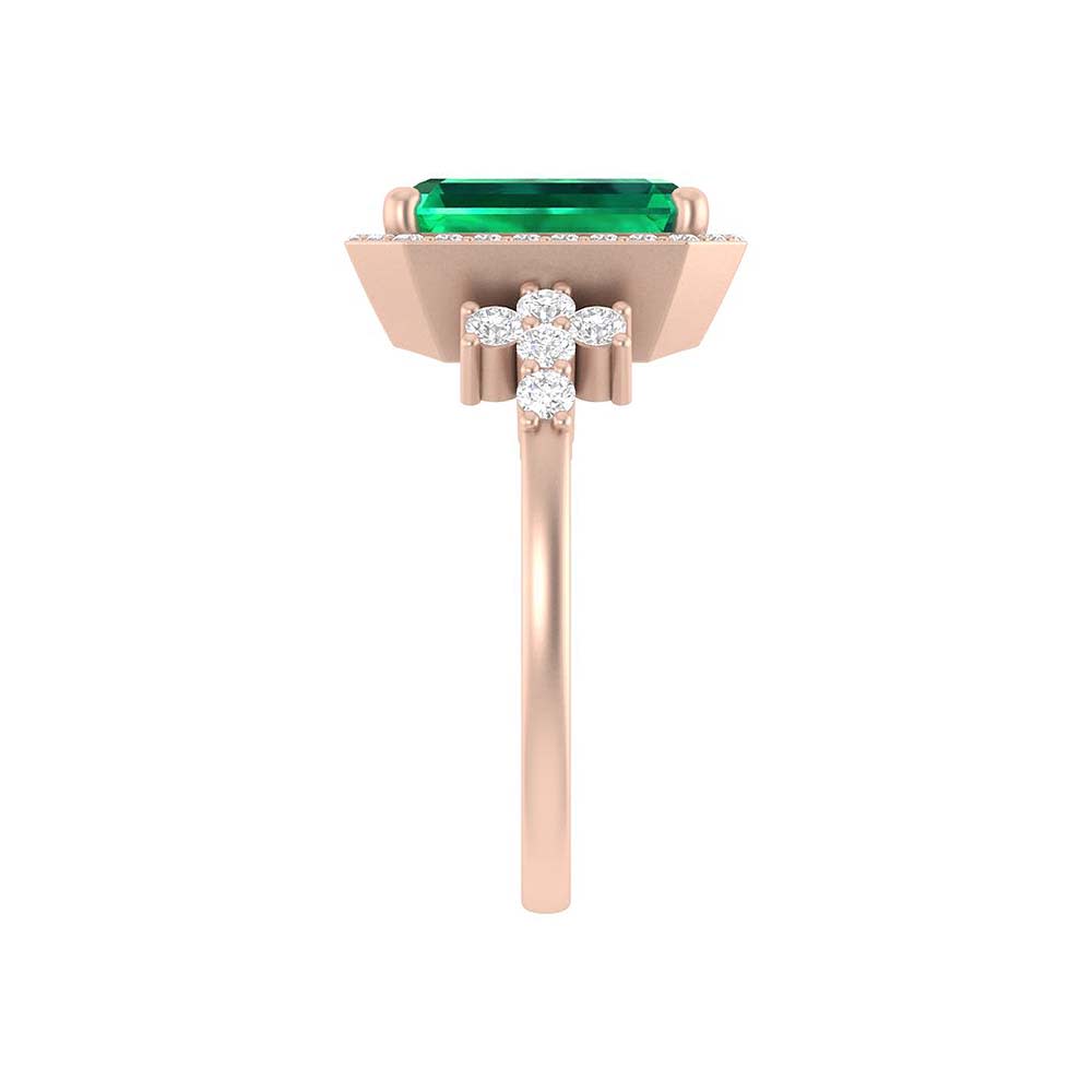 Lab grown Emerald deep Green and lab diamonds