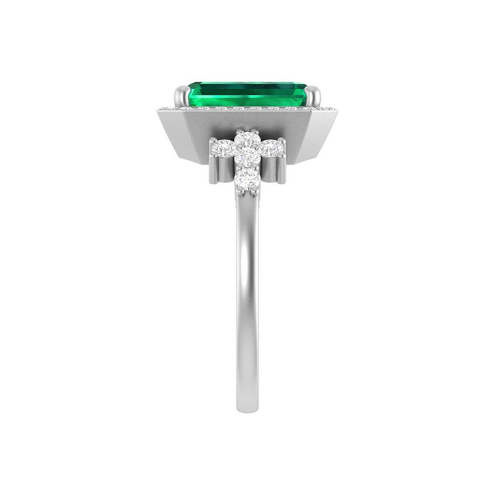 Lab grown Emerald deep Green and lab diamonds