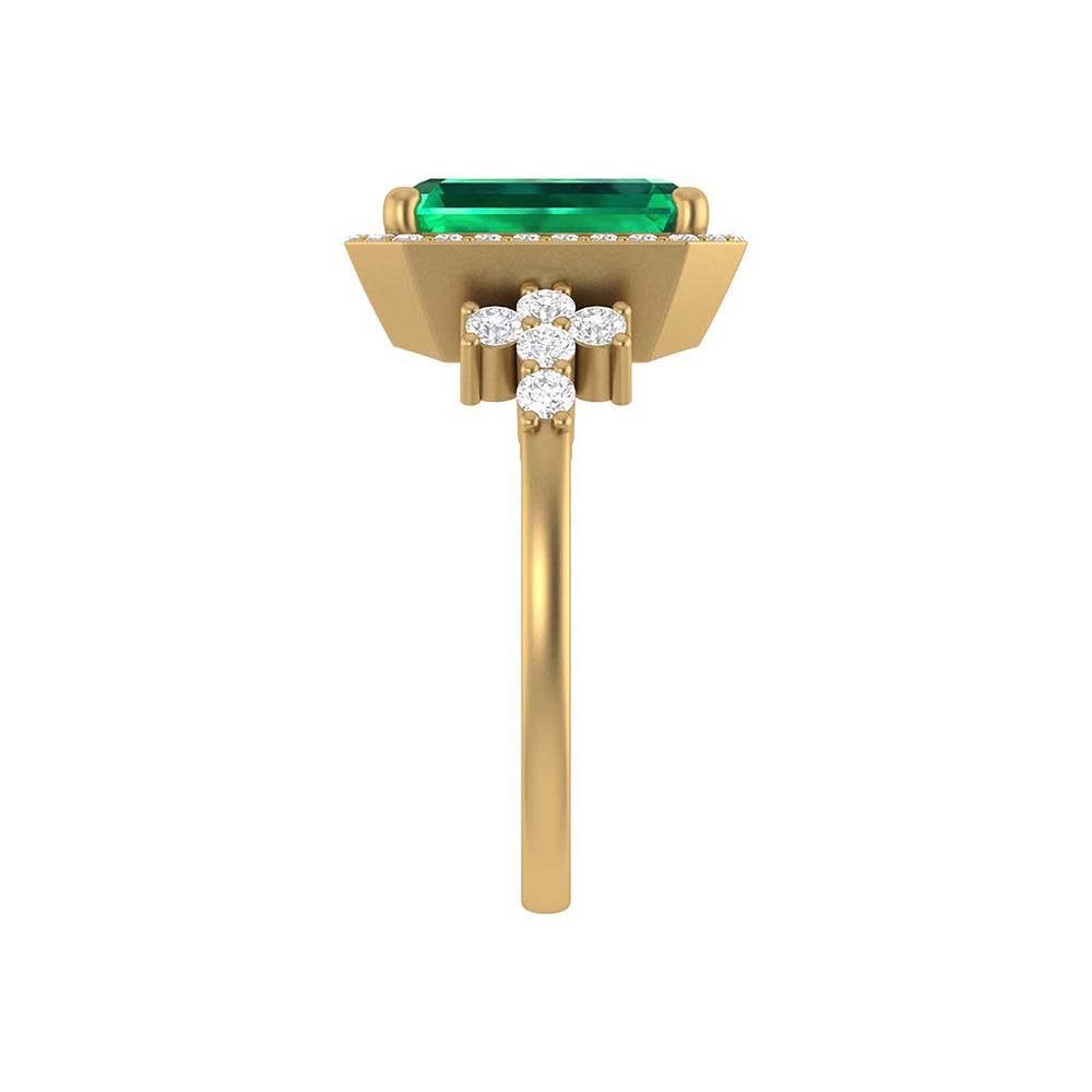 Lab grown Emerald deep Green and lab diamonds