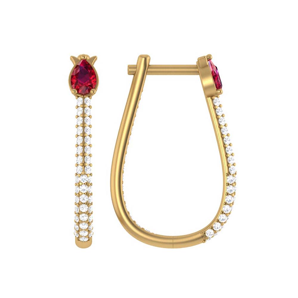 Natural Better rubies and natural diamond earrings
