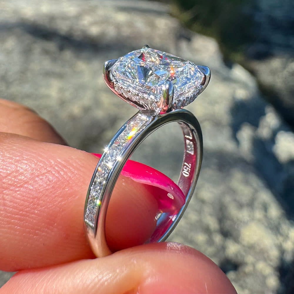 Cushion cut on channel set band