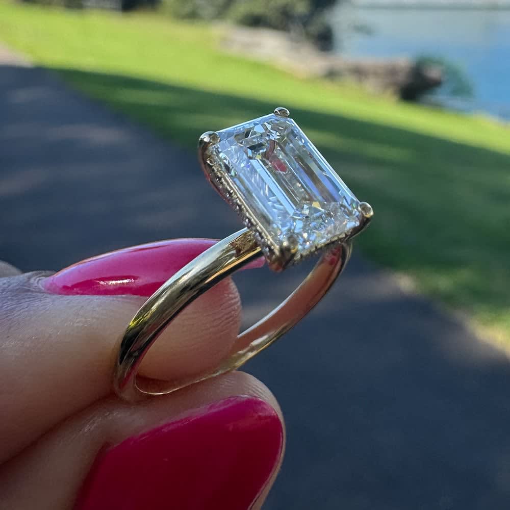2 carat D VVS1 emerald cut engagement ring