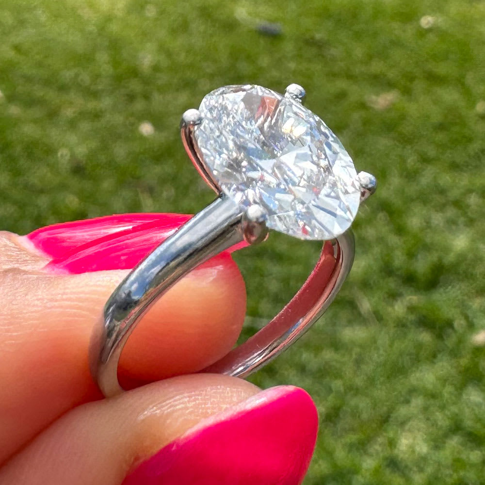 Oval lab diamond in white gold setting
