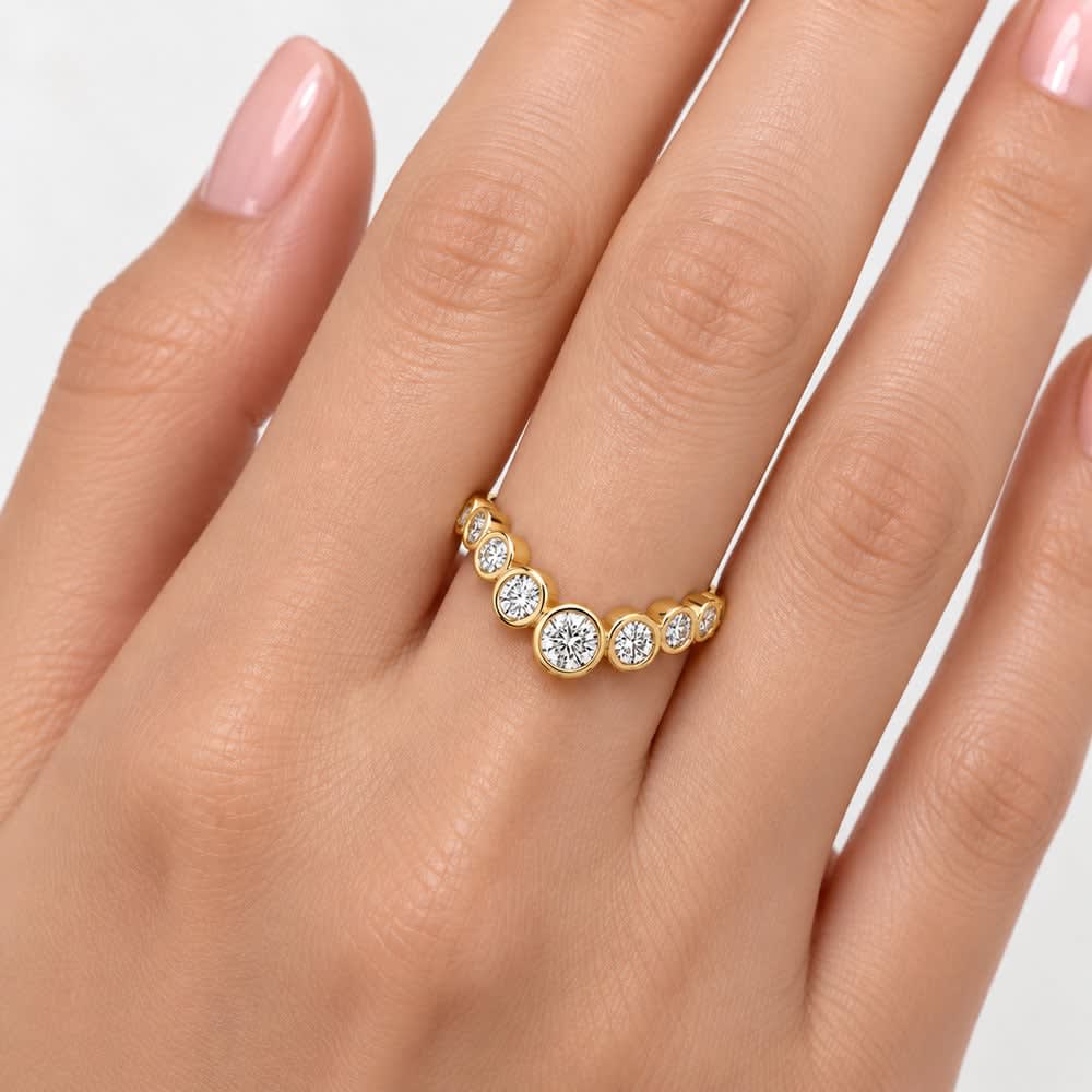 Bezel round Diamond Ring 14k