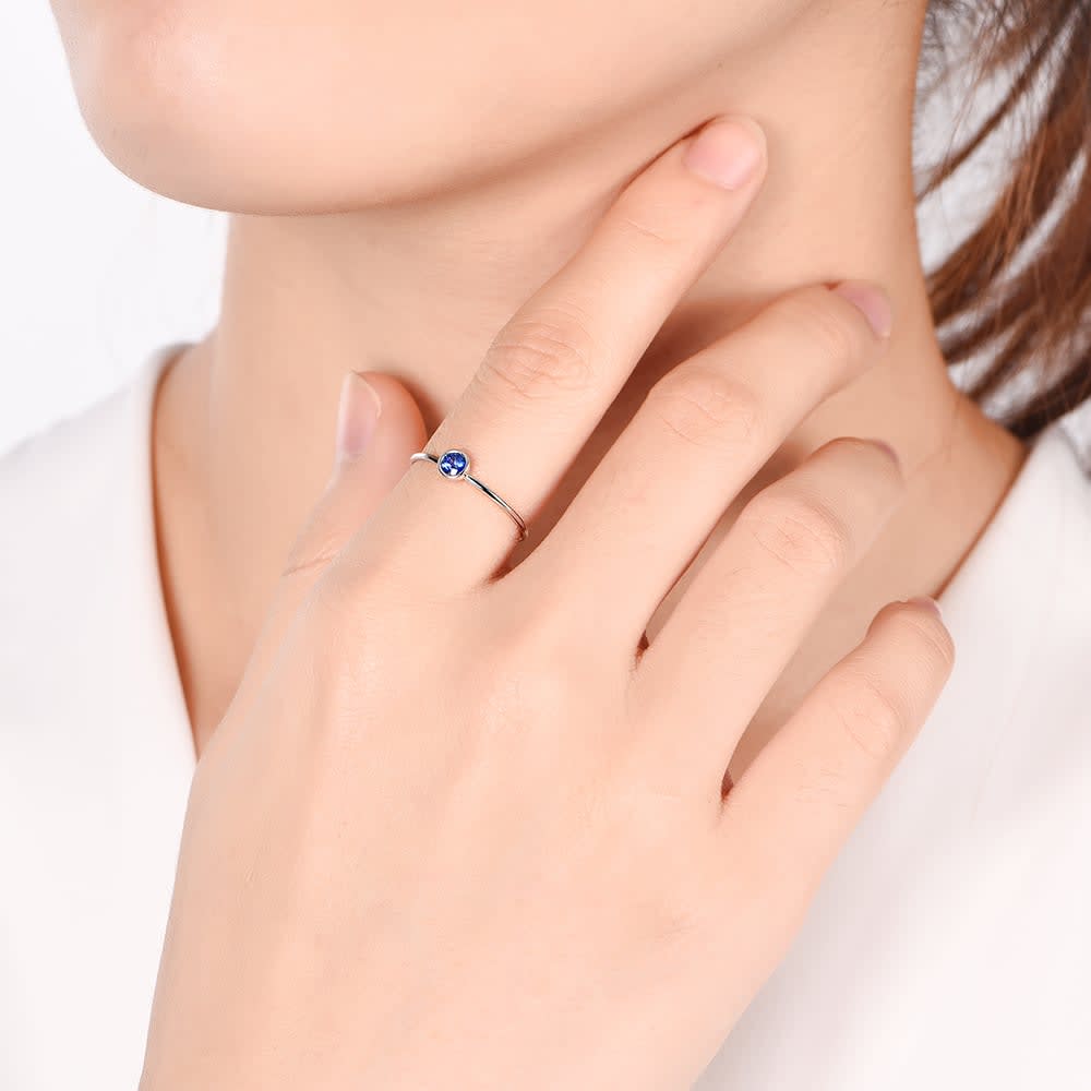 Blue Saphhire Stack Ring in white gold