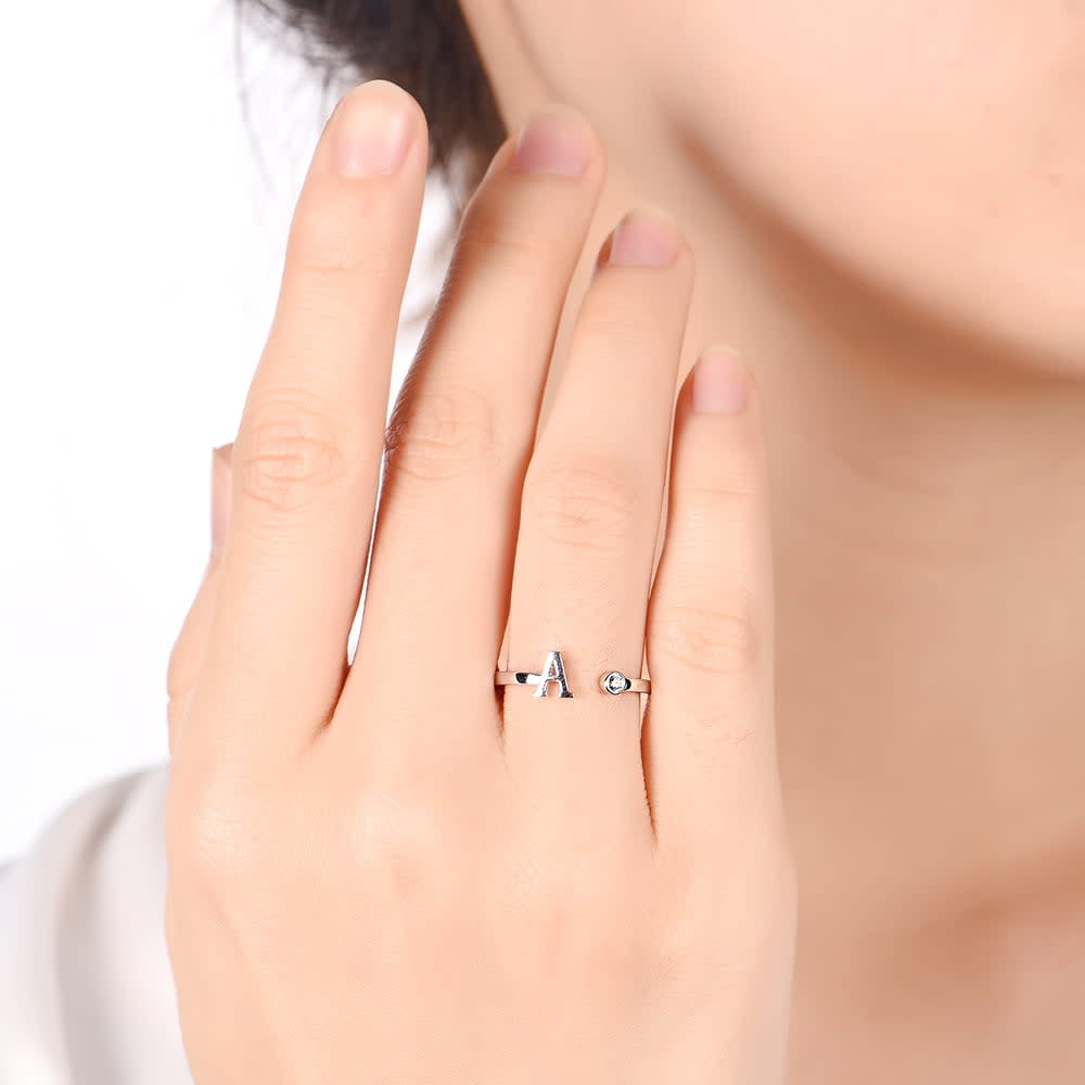 Initial Cuff Ring in white gold