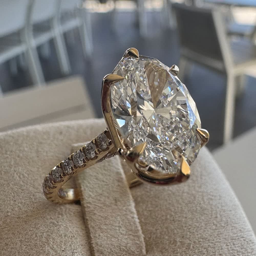 5 carat oval diamond on a tulip setting