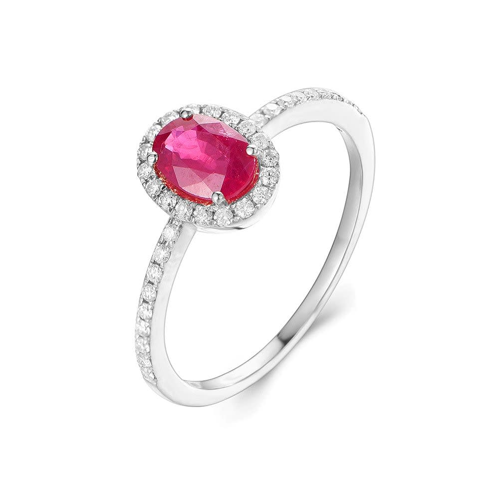 Ruby with Diamond Halo Ring