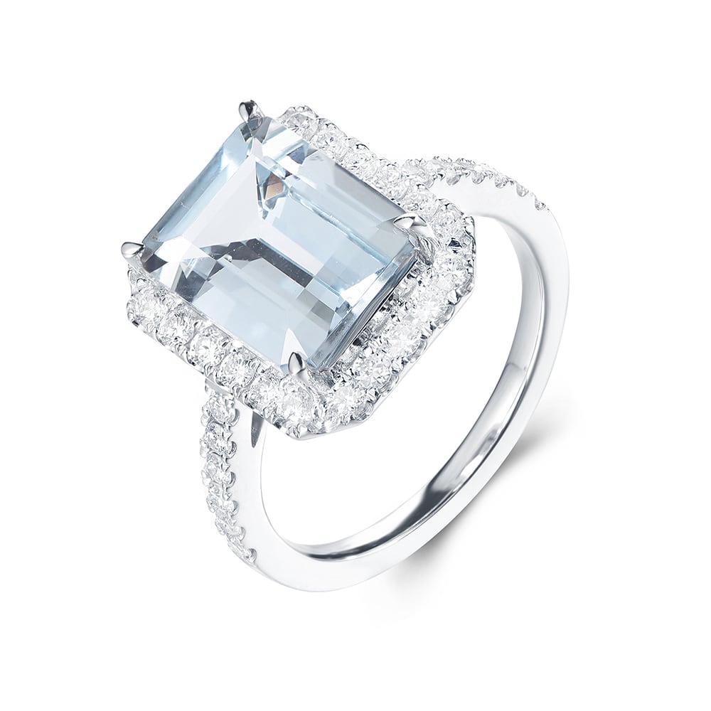 Aquamarine and Diamond Ring