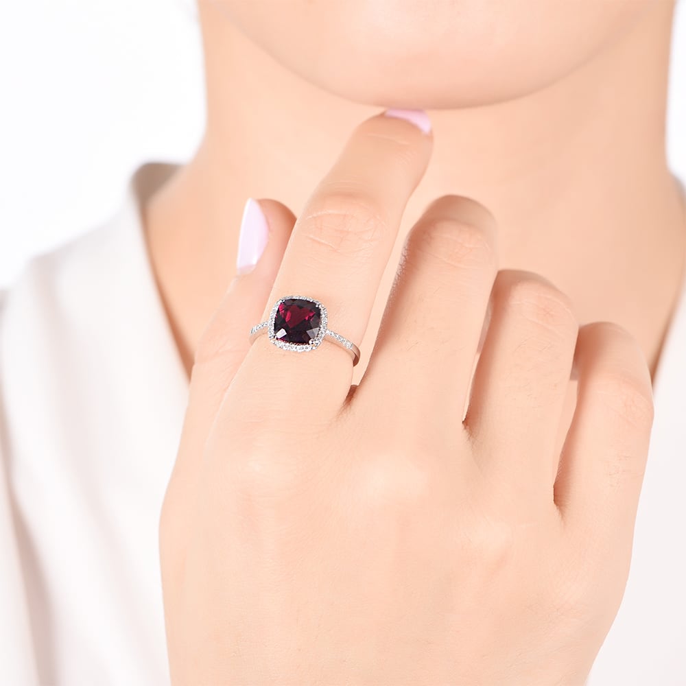Cushion Cut Garnet Ring