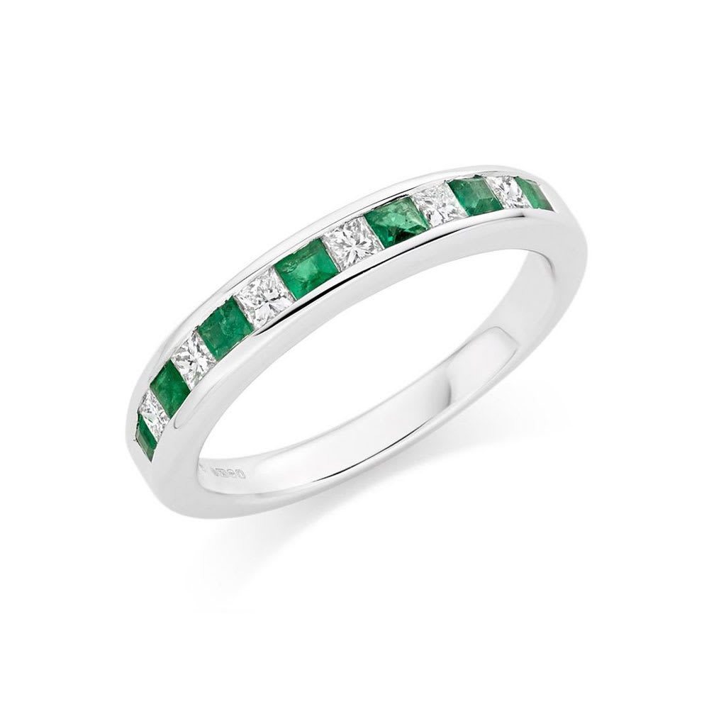 Green Emerald and Diamond Band | Temple & Grace NZ