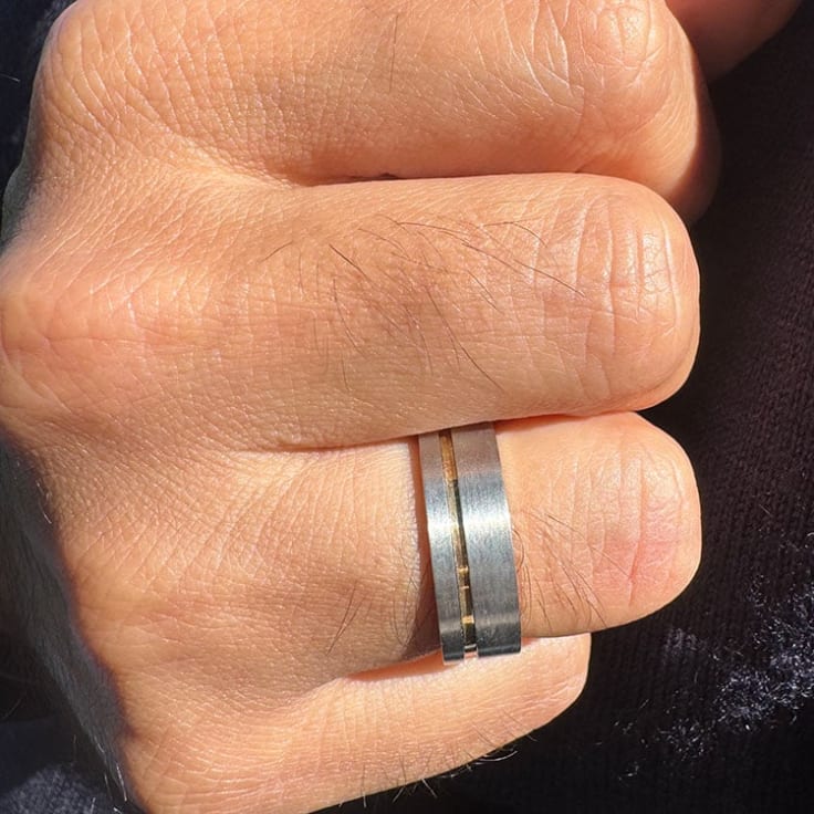 Brushed Finish Grooved Wedding Band