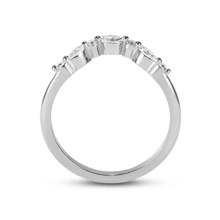 Marquise and round curve diamond ring
