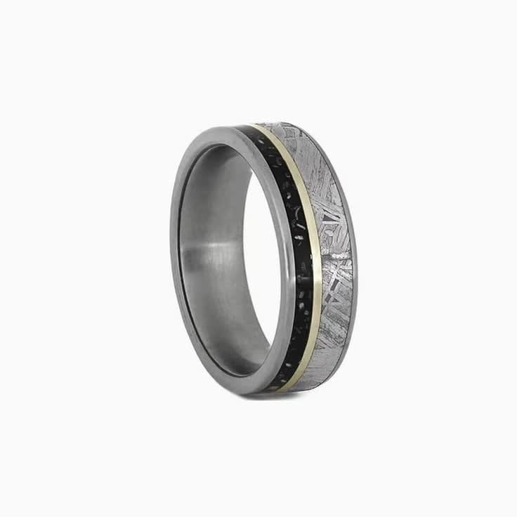 Womens Meteorite Ring With Stardust