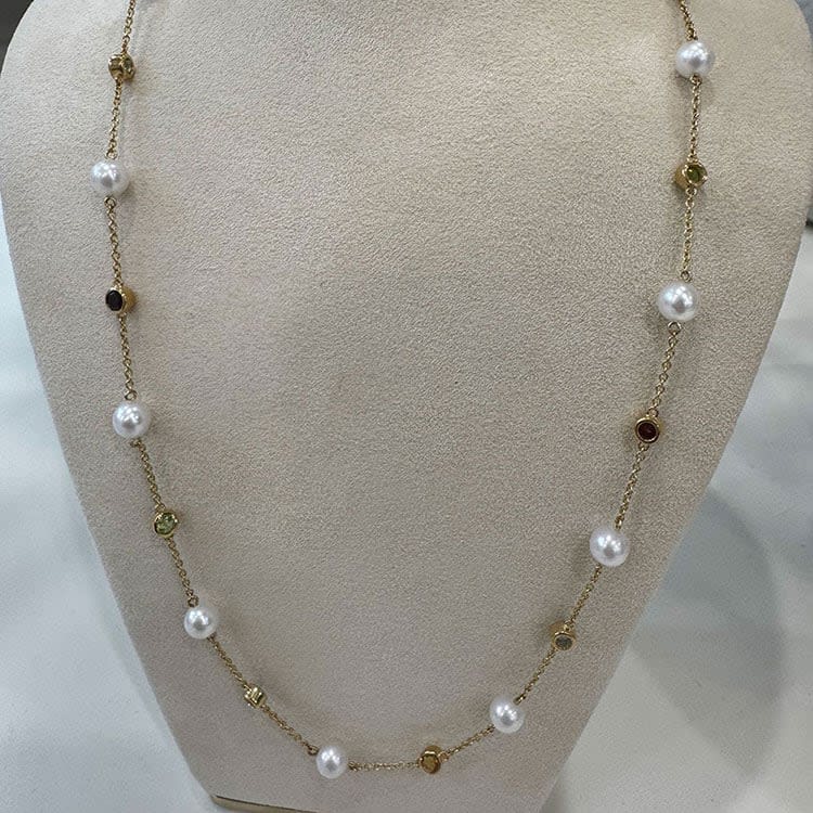Pearl and gemstone necklace