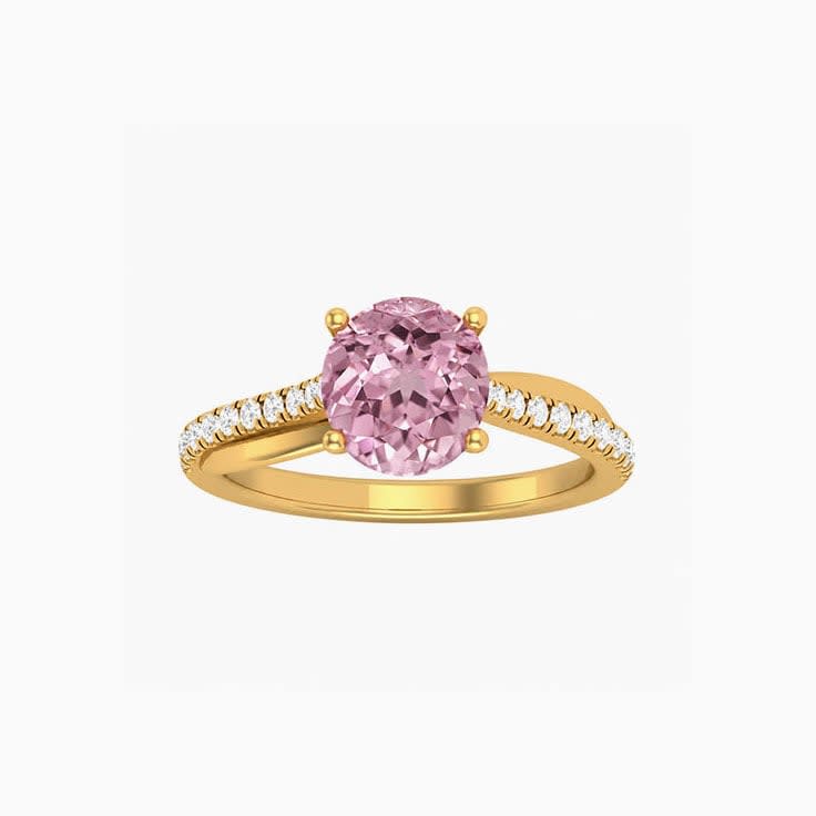 Pink Lab Round Cut Diamond Engagement Ring On A Twisted Band
