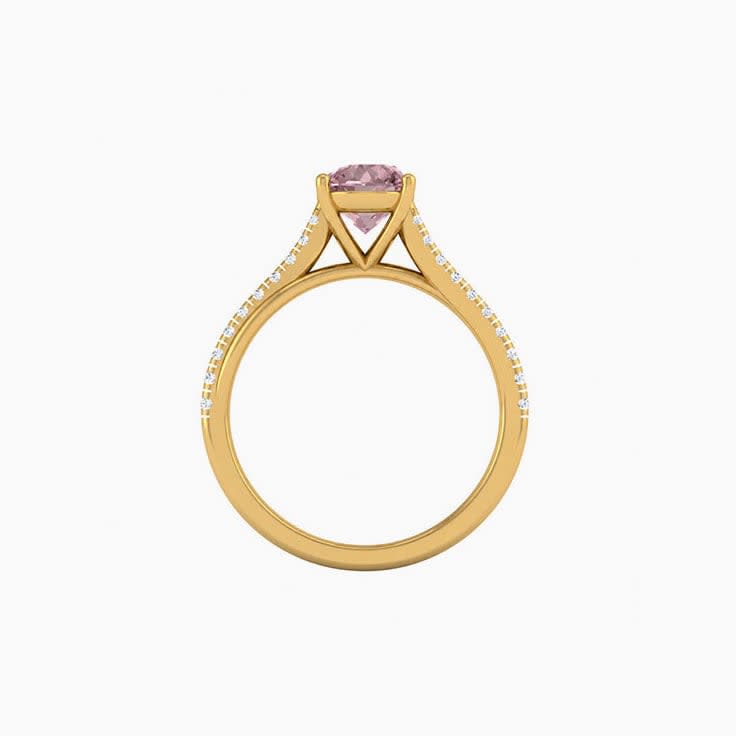 Pink Lab Round Cut Diamond Engagement Ring On A Twisted Band