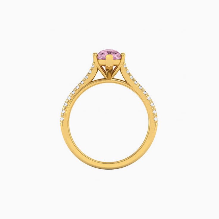 Pink Lab Pear Cut Diamond Engagement Ring On A Twisted Band
