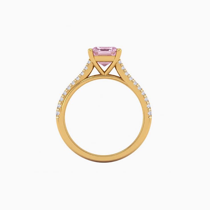 Pink Lab Asscher Cut Diamond Engagement Ring On A Twisted Band