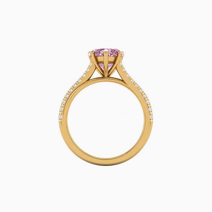 Pink Lab Heart Cut Diamond Engagement Ring On A Twisted Band