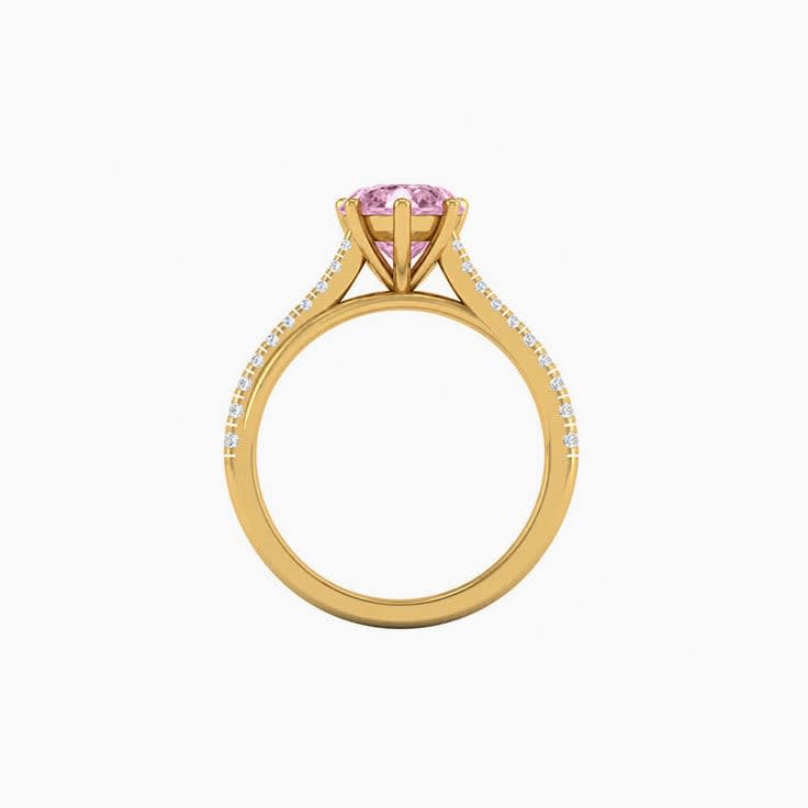 Pink Lab Marquise Cut Diamond Engagement Ring On A Twisted Band