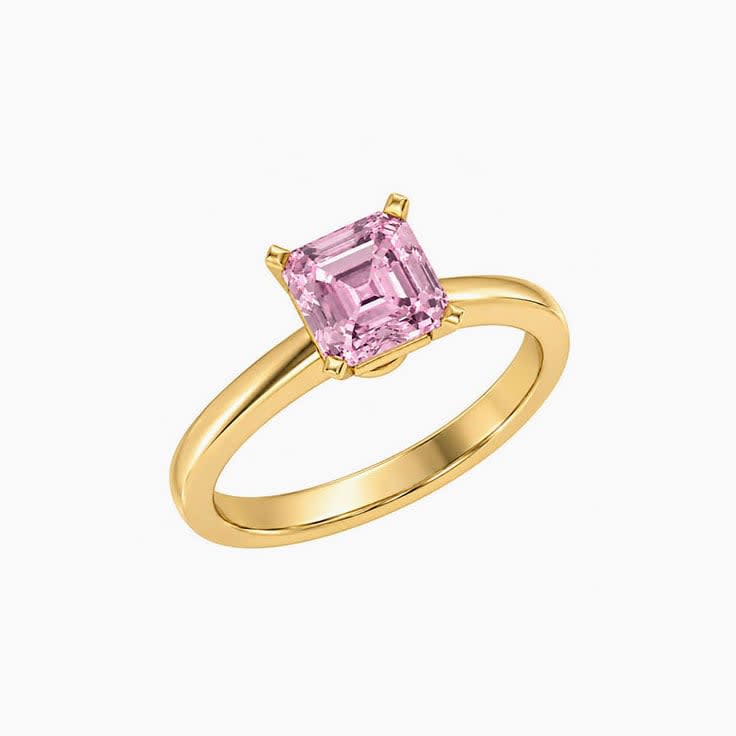 Classic ASSCHER lab pink diamond engagement ring