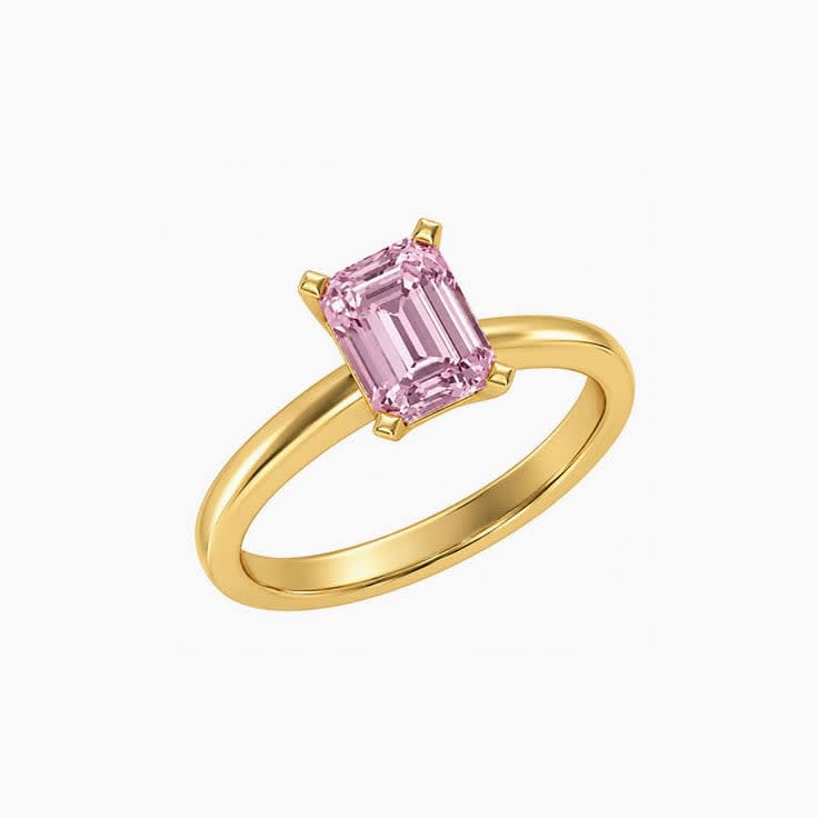 Classic emerald lab pink diamond engagement ring