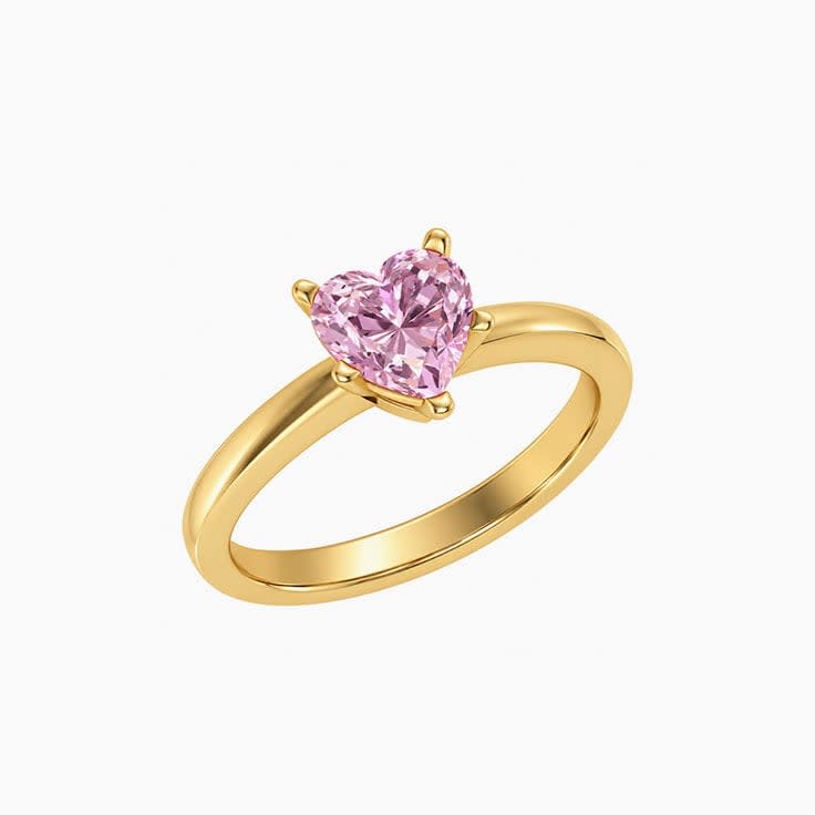 Classic heart lab pink diamond engagement ring