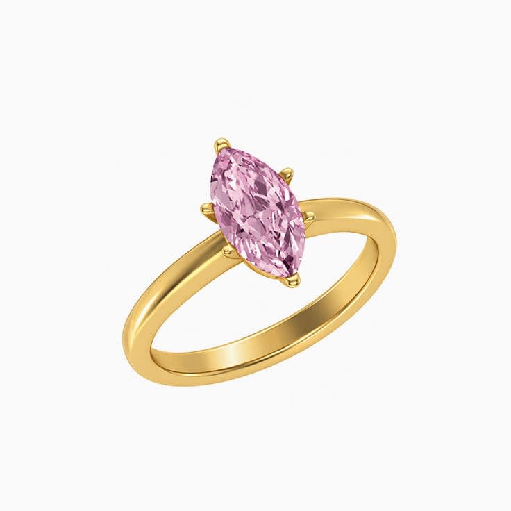 Classic marquise lab pink diamond engagement ring