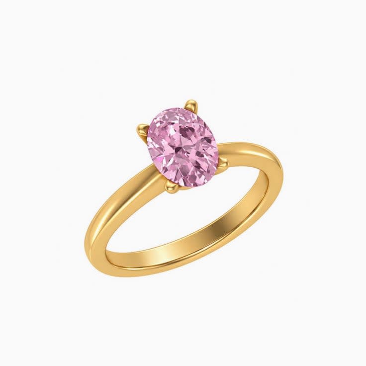 Classic oval lab pink diamond engagement ring