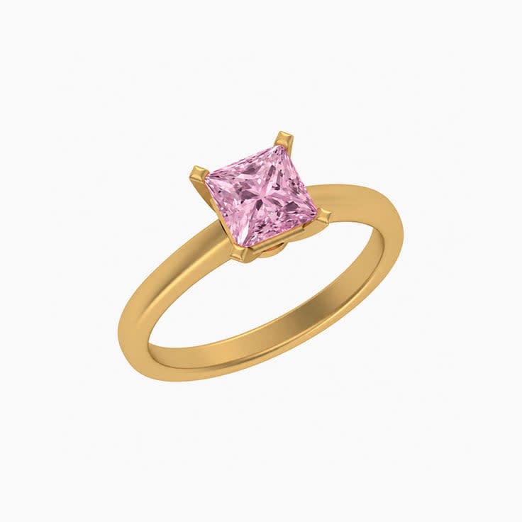 Classic princess lab pink diamond engagement ring