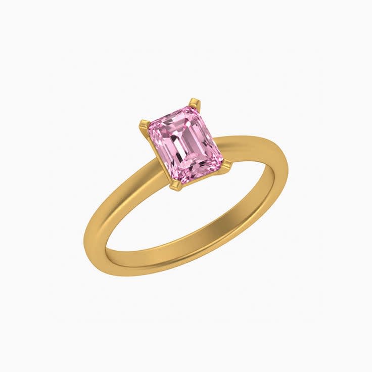 Classic radiant lab pink diamond engagement ring