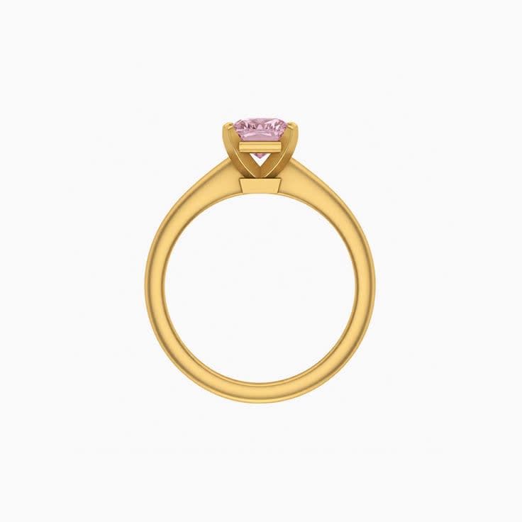 Classic radiant lab pink diamond engagement ring