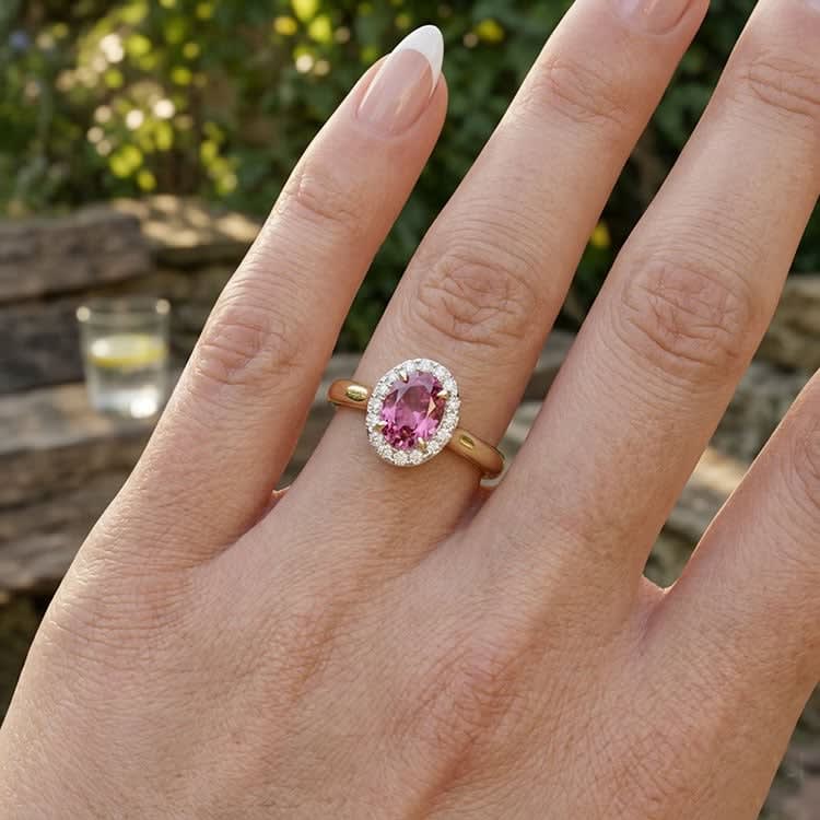 Petite rub diamond halo ring