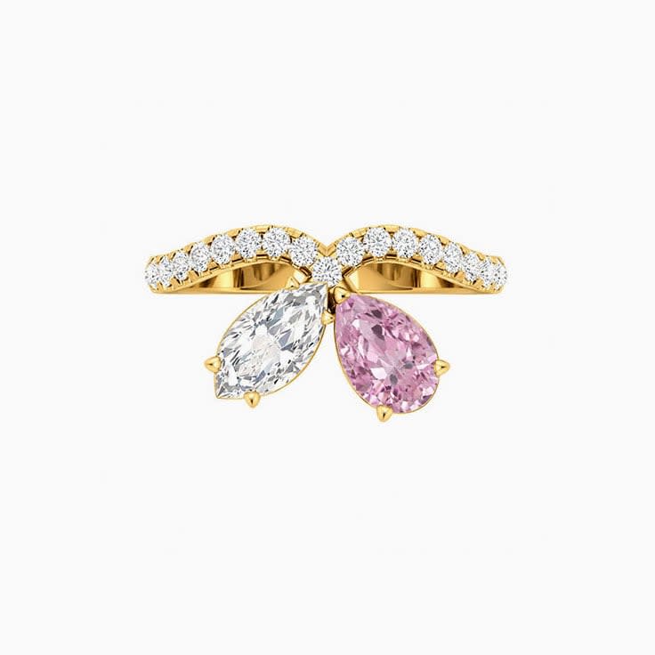 Lab Pink and white Diamond Dress ring
