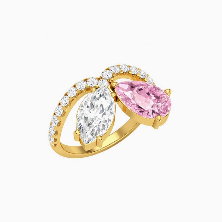 Lab Pink and white Diamond Dress ring