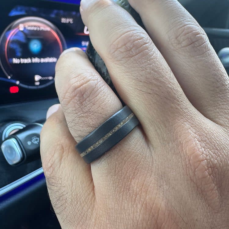 Brown dinosaur fossil ring