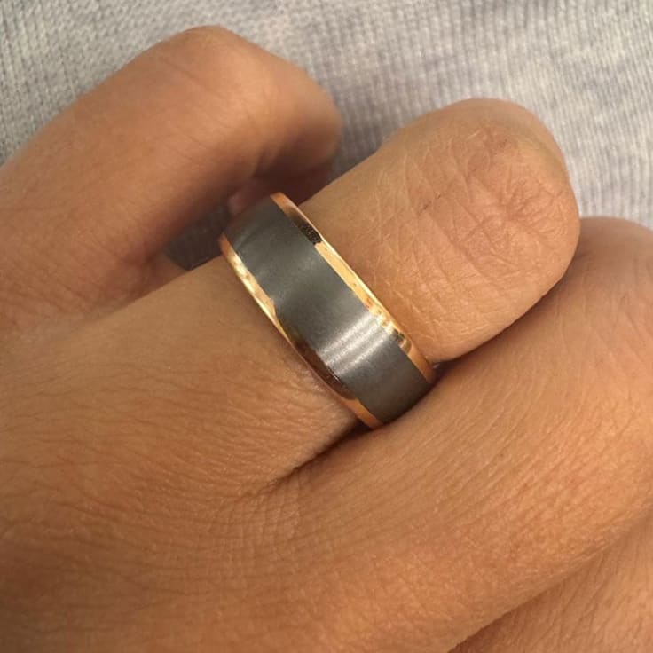 Rosegold and tantalum mens ring