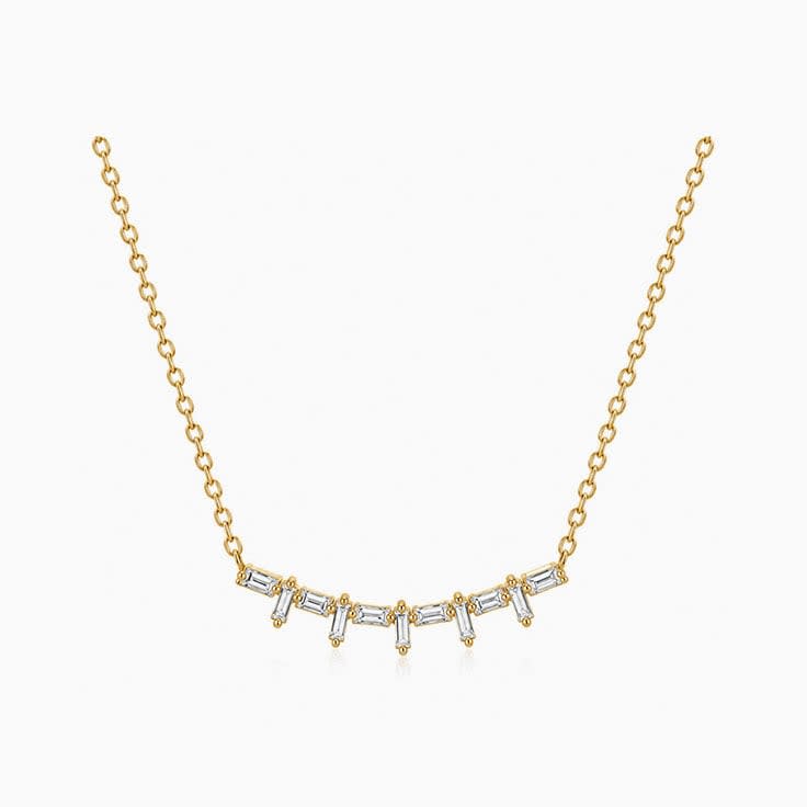 Baguette diamond bar necklace