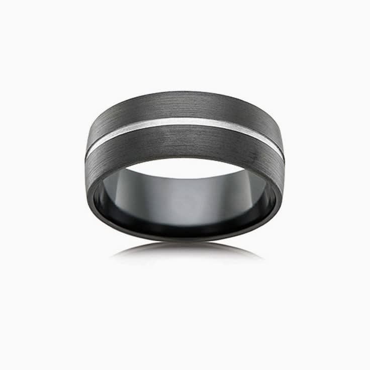 Zirconium Grooved Mens ring B4446